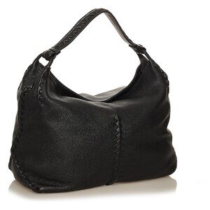 Bottega Veneta Intrecciato Cervo Medium Hobo Handbag Black